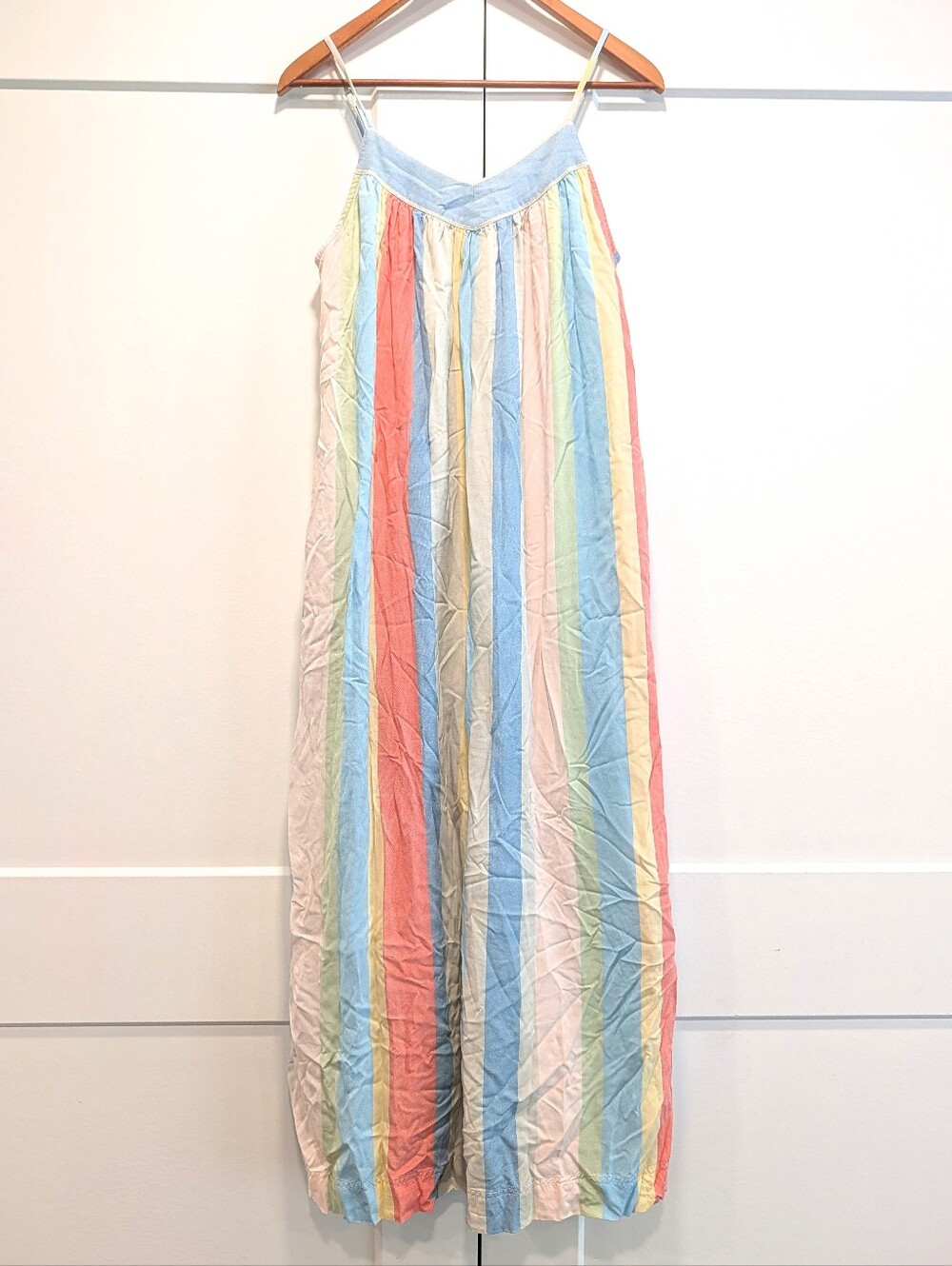 VENUS Pastel Rainbow Stripe Maxi Dress Sundress Size Medium